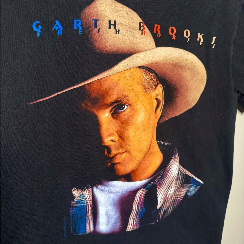 Unisex Vintage Black Hanes Beefy T-shirt: Garth Brooks Fresh Horses Tour